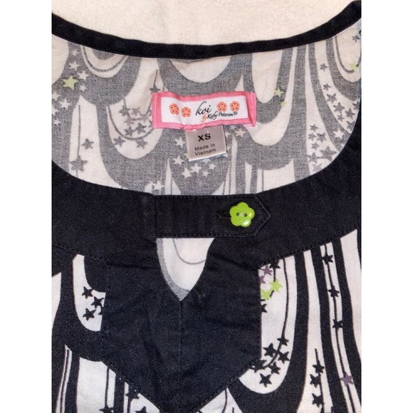 Koi Feather design Stars XS Medical Scrub Top - Picture 9 of 11